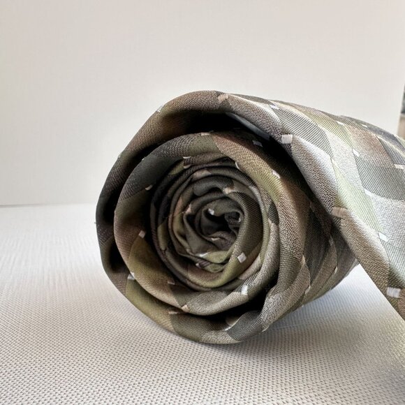 Geoffrey Beene Silk Tie 80s 90s Geometric Check 3.75" x 58" Vintage - Picture 7 of 9